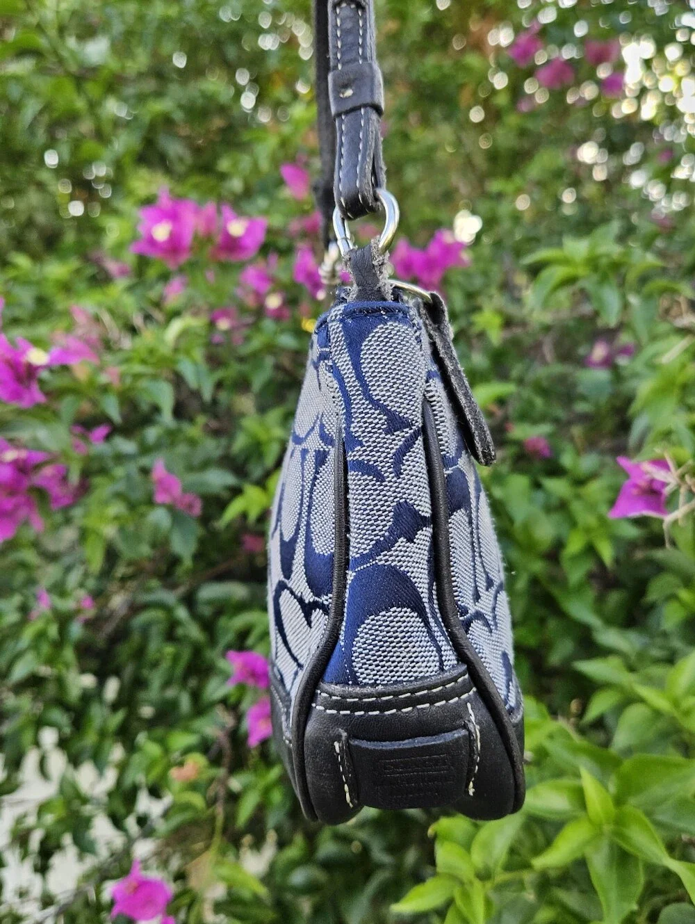 Coach 6094 Navy Blue Signature Jacquard Demi Shoulder Bag Y2K Vintage GUC